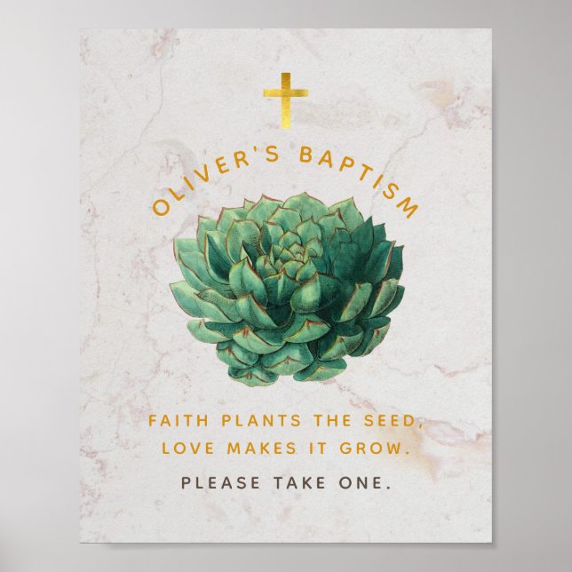 Taufe Sukkulente Favoriten Grüne goldene botanisch Poster (Vorne)