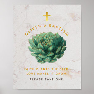 Taufe Sukkulente Geschenke Grün Gold Botanisch Pos Poster