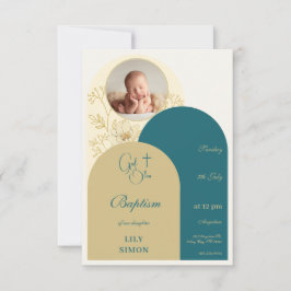 Taufe-UAWG mit aquamarinem Gold RSVP Karte
