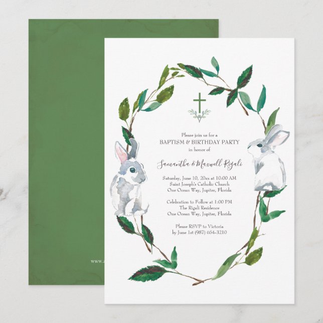 Taufe und Einladung zur Geburtstagspartei (Vorne/Hinten)