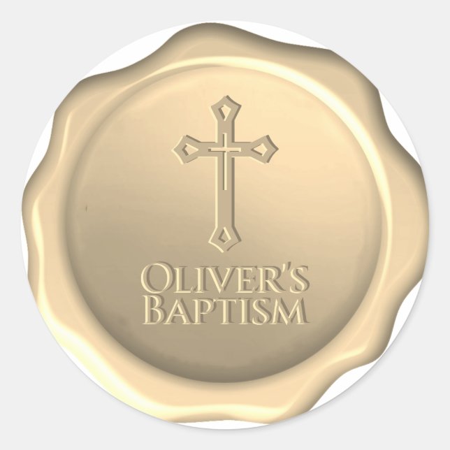 Taufe Wax Siegel Golden Embossed Cross Sticker (Vorderseite)