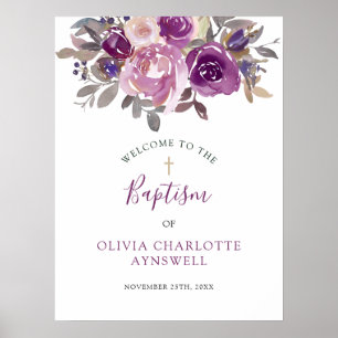 Taufe Willkommen Dusty Mauve Lila Blush Botanisch Poster