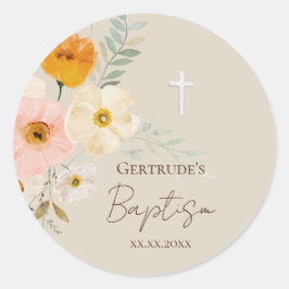 Taufe zartes Bouquet Runder Aufkleber