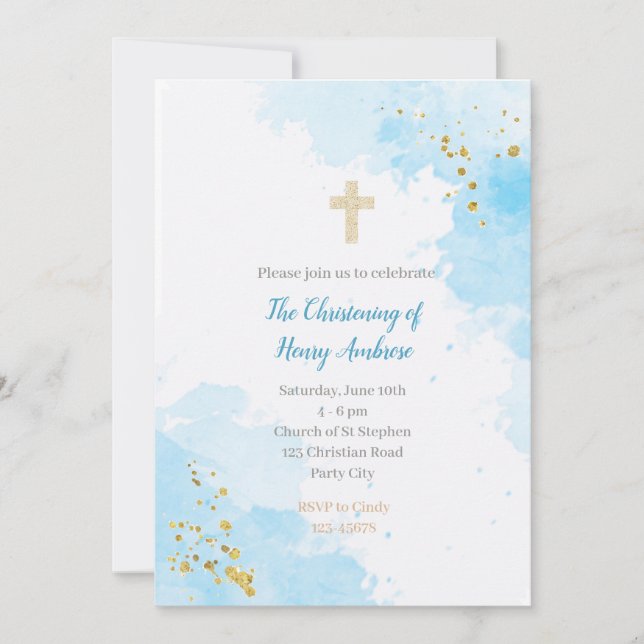 Taufeinladungen - Christening Invitation Boys Einladung (Vorderseite)