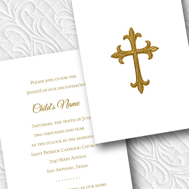 Taufen Bestätigung 1. Kommunion Gold Cross 2 Einladung (Von Creator hochgeladen)