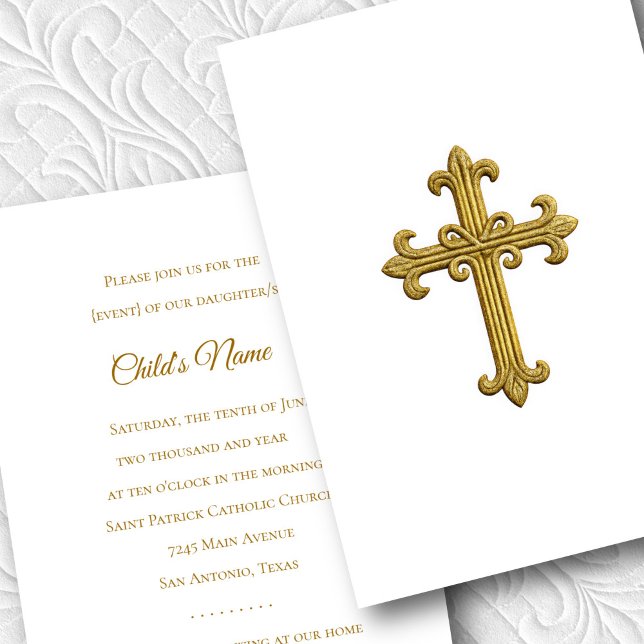 Taufen Bestätigung 1. Kommunion Gold Cross 3 Einladung (Von Creator hochgeladen)
