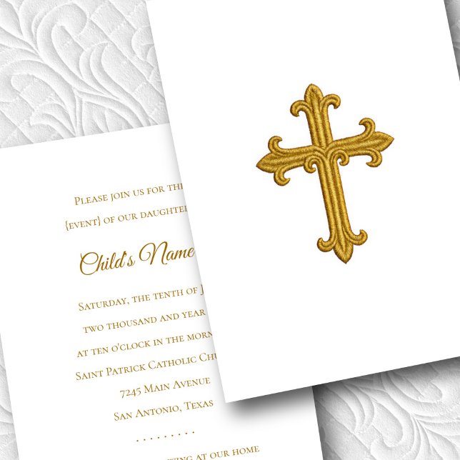 Taufen Bestätigung 1. Kommunion Gold Cross Einladung (Von Creator hochgeladen)