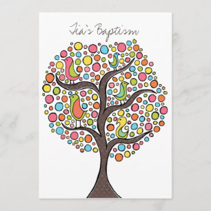 Taufen Christening Bird Tree Custom Einladung