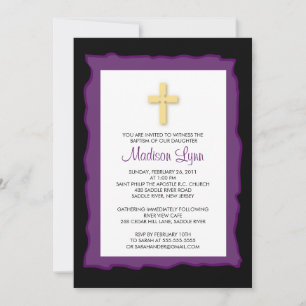 Taufen Christening Kommunion Einladungen Lila