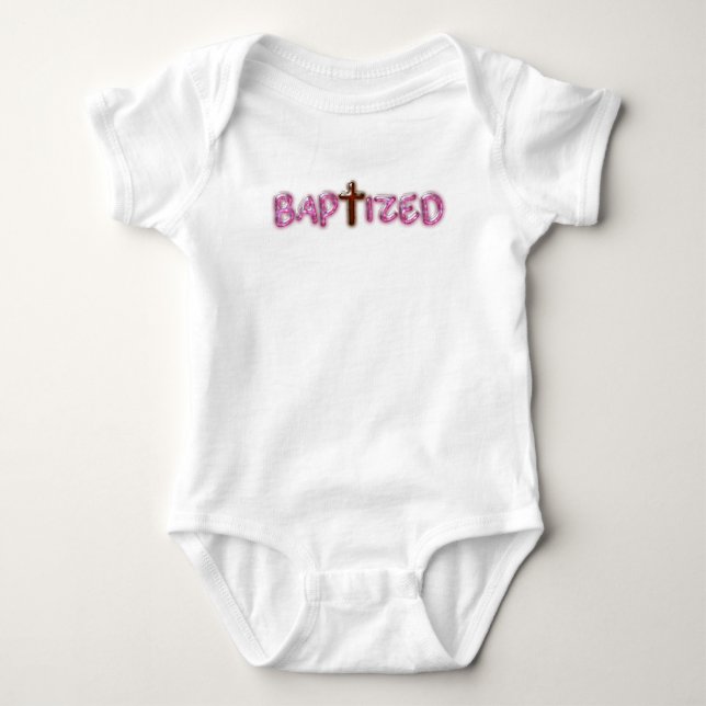 Taufen - Pink Cross Baby Bodysuit - Taufen Geschen Baby Strampler (Vorderseite)