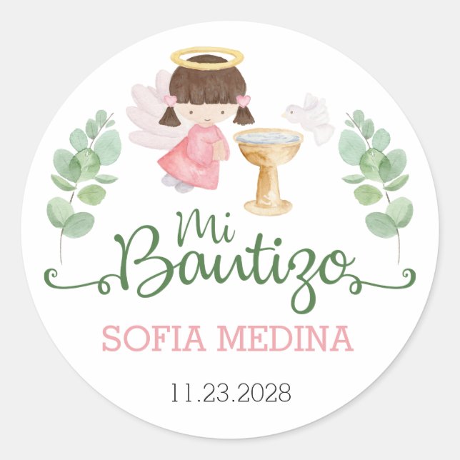 Taufen Stickers Girls Bautizo Spanisches Español (Vorderseite)