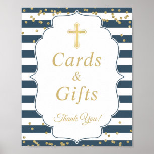 Tauferkarten & Geschenke Navy Blue Gold Glitzer Si Poster