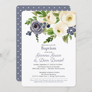 Tauffeier & Empfang - Mädchen, Junge oder Zwilling Einladung