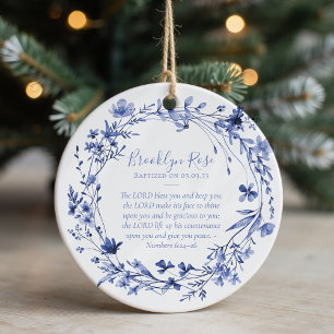 Taufgebet-Blumen-Andenken Keramik Ornament