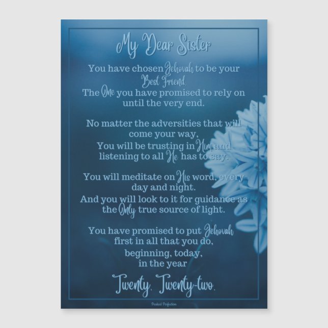 Taufgedicht | Magnetkarte | JW Blue Flowers (Vorderseite)