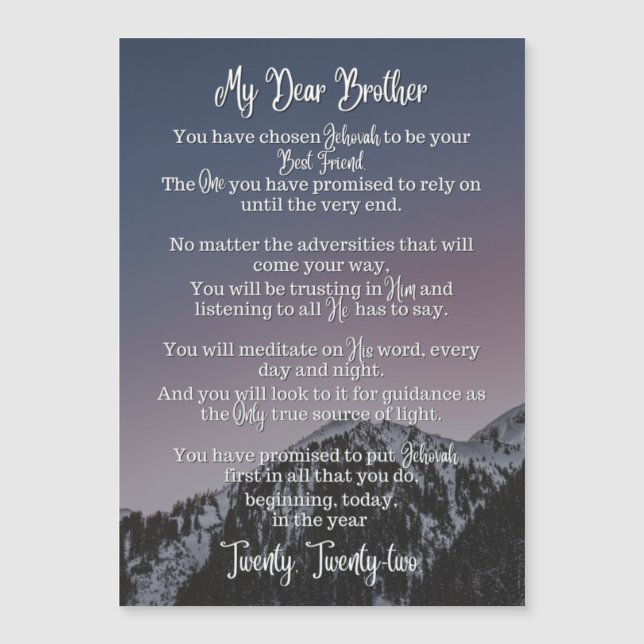 Taufgedicht | Magnetkarte | JW | Snowkapper Mtn (Vorderseite)