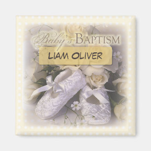 Taufgeschenk für Baby neutral, anpassbarer Name, L Magnet