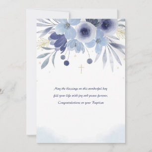 Taufkarte Blau Blumenmuster Einladung