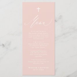 Taufkarte des Dusty Pink White Cross Girl Menükarte