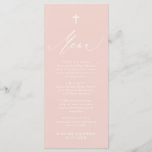 Taufkarte des Dusty Pink White Cross Girl Menükarte