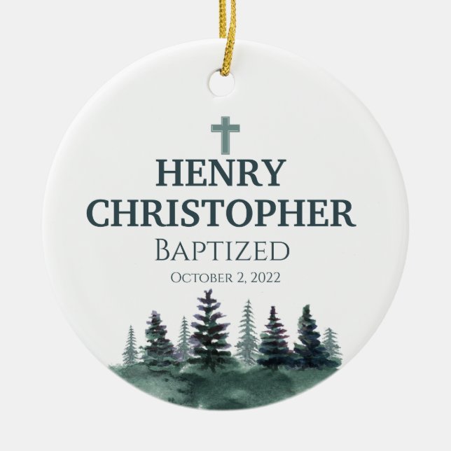 Taufkirchen für Jungen Keramik Ornament (Vorne)