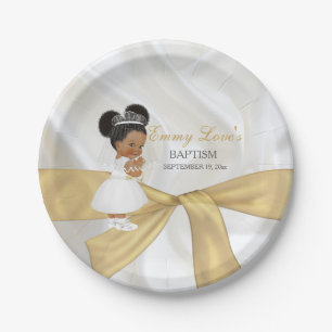 Taufkleid Mädchen Taufe Kommunion Gold Pappteller