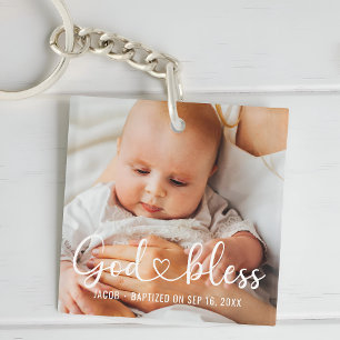 Taufkleid Moderner Herz Baby Foto Schlüsselanhänger