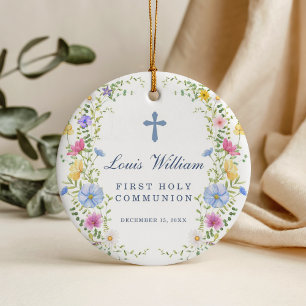Taufkreuz-Ornament als personalisiertes Geschenk Keramik Ornament