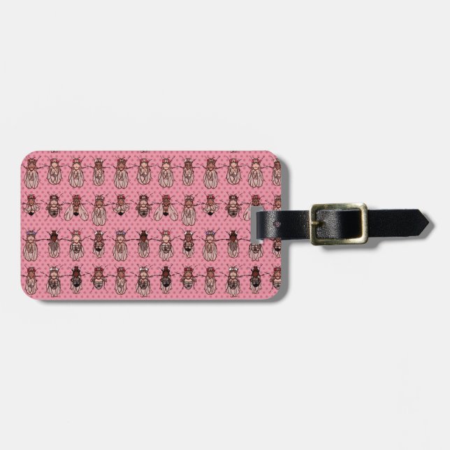 Taufliege-Frucht-Fliegen-Genetik - Mutanten - Rosa Gepäckanhänger (Vorderseite horizontal)