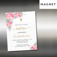Taufpink-Blüten Rose Einladungsmagnet