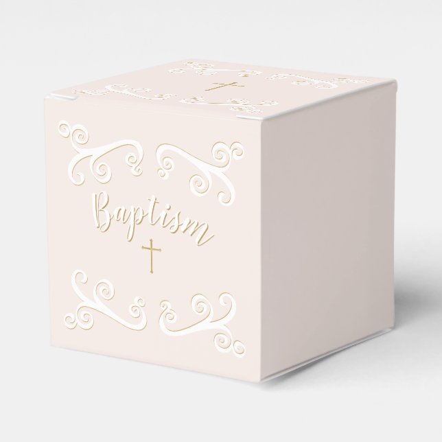 Taufscrolls in Rosa und Gold Geschenkschachtel (Vorderseite)
