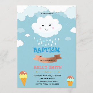 Taufthema Cloud and icecream Einladung