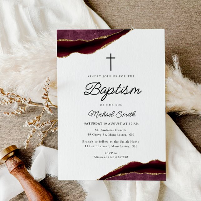 Taufveranstaltung in Bordeaux und Gold Einladung (Von Creator hochgeladen)