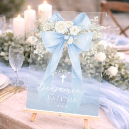 Taufzeremonie für Babyjungen Eleganter blauer Euka Acrylschild