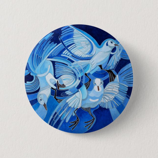 Taumeltauben in Cerulean Blue Button (Vorderseite)