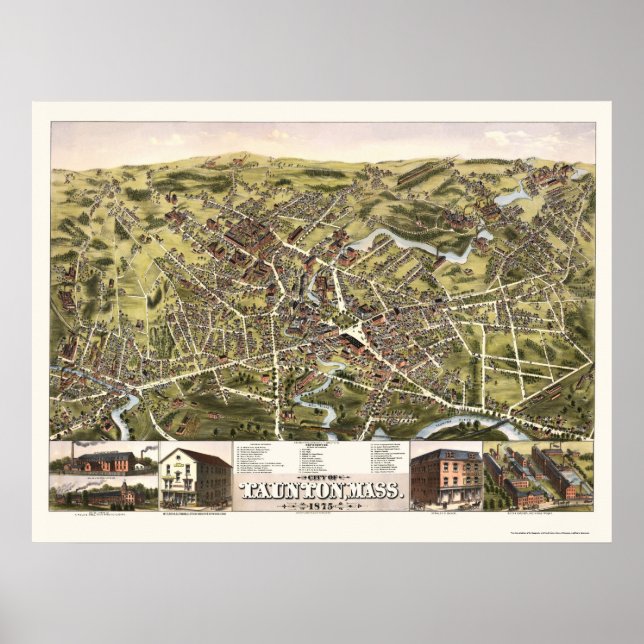 Taunton, MA Panoramic Map - 1875 Poster (Vorne)