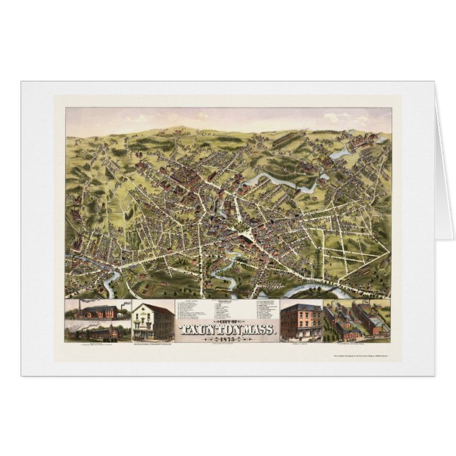 Taunton, panoramische Karte MAs - 1875 (Vorderseite (Horizontal))