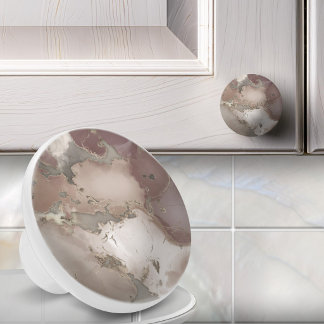 Taupe-Abstract Marble und Gold Keramikknauf