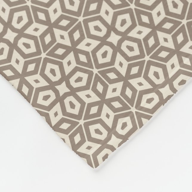 Taupe Abstrakt Geometric Mosaic Gemustert Fleecedecke (Ecke)