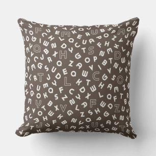 Taupe Alphabet Letter Animal Print Throw Kissen