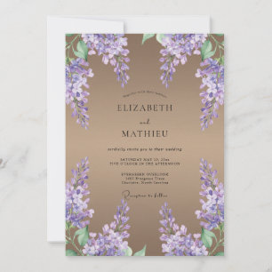 Taupe Amethyst Wisteria Hochzeit Einladung
