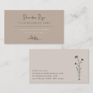 Taupe and Linen Botanical Sprig Visitenkarte