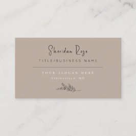 Taupe and Linen Botanical Sprig Visitenkarte