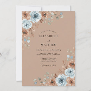 Taupe Antique Silber Petal Hochzeit Einladung