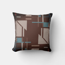 Taupe Aquamarin Blue on Brown Geometric MCM Design