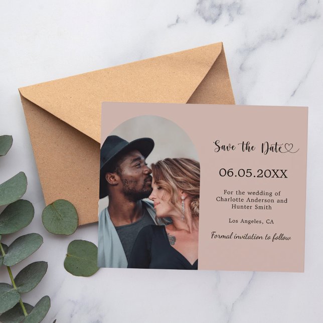 Taupe arch photo wedding Save the Date card (Von Creator hochgeladen)