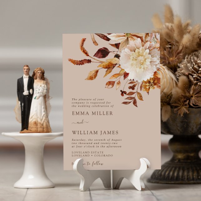 Taupe Autumn Moderne Watercolor Terracotta auf dem Einladung (Taupe Autumn Modern Watercolor Terracotta Wedding Invitation
)