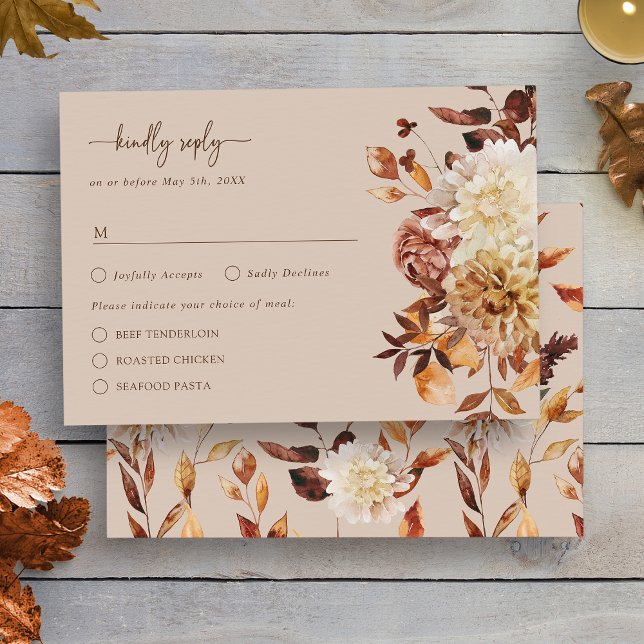 Taupe Autumn Rustic Blätter RSVP Card Karte (Taupe Autumn Rustic Leaves Floral RSVP Enclosure Card by Painted Paperie
)