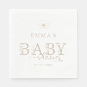 Taupe-Baby-Party Elegante Wildblumenfloralistik Serviette