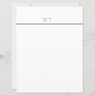 Taupe-Bar-Monogramm-Briefkopf mit Umschlägen